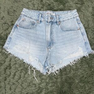 Garage Light Blue Distressed Denim Festival Shorts
